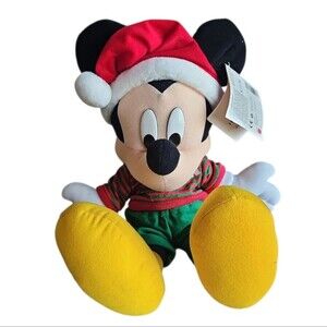 NWT Vintage Disney Holiday Mickey Mouse Plush 18" Santa Hat Christmas Toy Gift